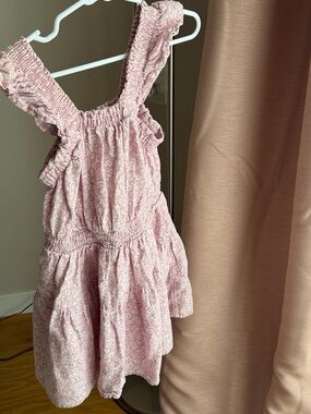 Girls' Pink Ruffle Strap Casual Dress